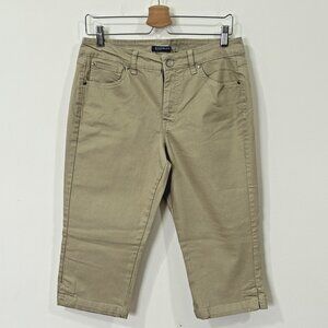 BANDOLINO BLU Brady Capris Sz 10P Tan Stretch Denim Five Pocket KB41727